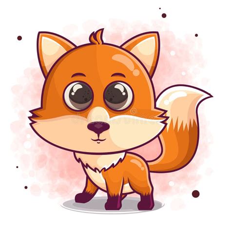 Hand Drawn Cute Fox Cartoon Standing Illustration Stock Vector