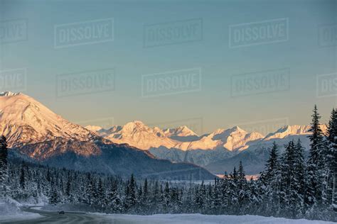 Sunset On Chugach Mountains And Turnagain Arm In Winter