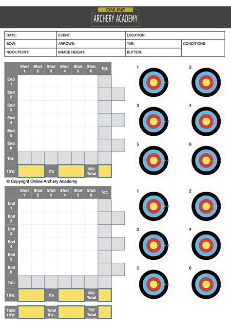 Archery Score Sheet Pdfs Printable Score Cards For Free