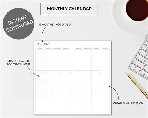 Standard TN Calendar Inserts Printable Midori Inserts Etsy