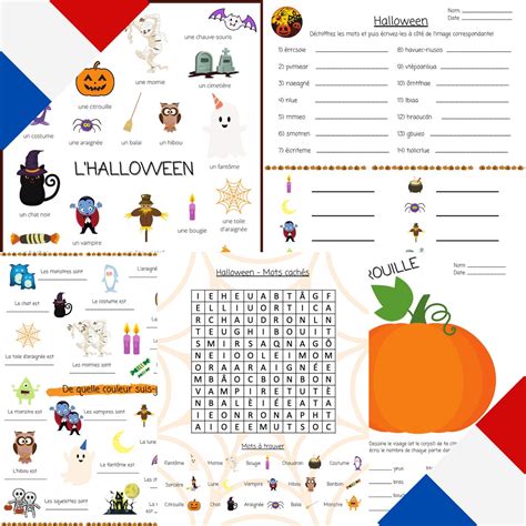 French Halloween Printable Vocabulary Activities For Kids Etsy