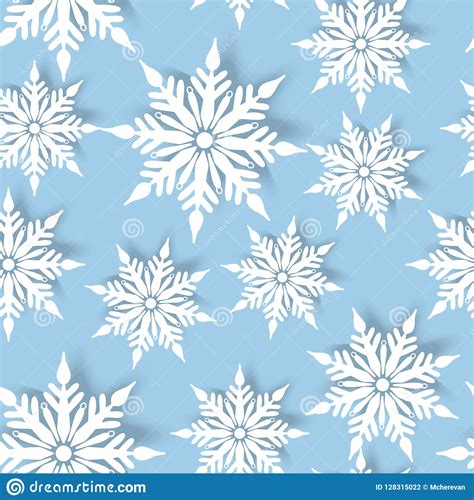 Seamless Pattern With White Paper Snowflakes On Blue Stock Illustration
