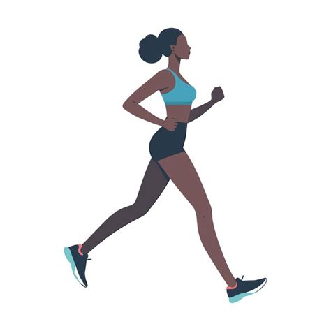 Premium Vector Black Woman Jogging Flat Design Vector Illustration