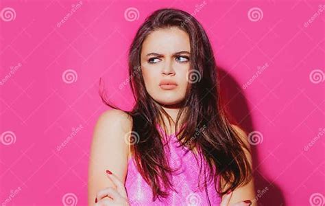 Disgust Emotions Isolated Woman Portrait Displeased Girl Stock Image