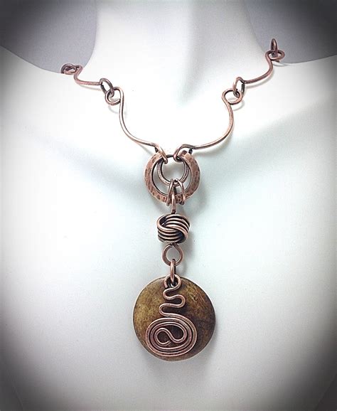 Copper Wire Jewelry Wire Wrapped Necklace Antiqued Copper Etsy