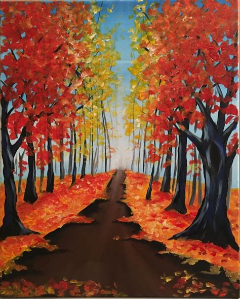 Autumn Path Acrylic Painting By Jonna Wormald For Cork And Canvas