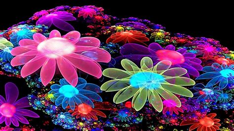 Colorful Flower Wallpaper 3d Best Hd Wallpapers Neon Flowers