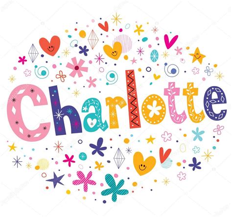 Charlotte Niñas Nombre Decorativo Tipografía Tipo Diseño Vector