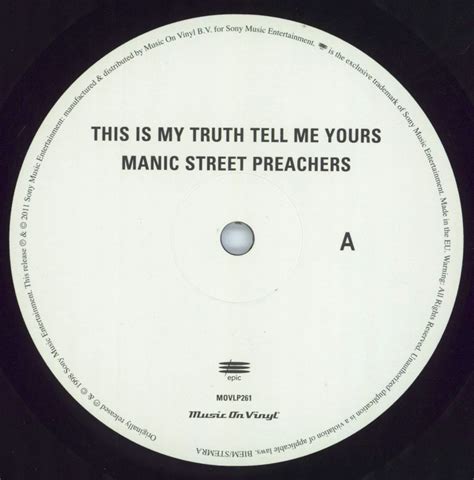 Manic Street Preachers This Is My Truth Tell Me Yours Uk Vinyl Lp —