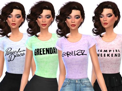 15 More Cute Band Tees Found In Tsr Category Sims 4 Female Everyday