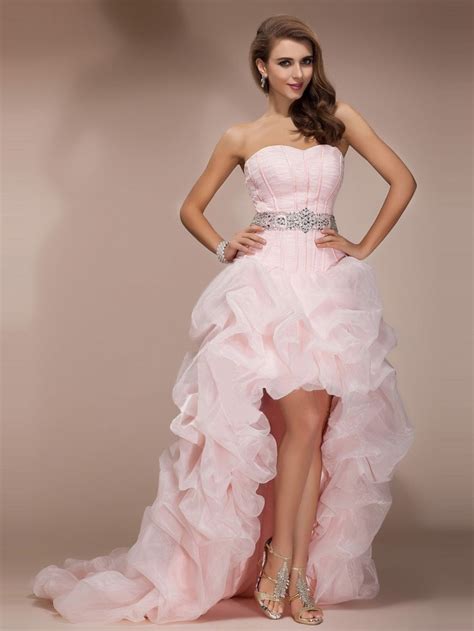 elegant custom made sequin sexy long beautiful high low light pink 2018 prom gowns vestido de
