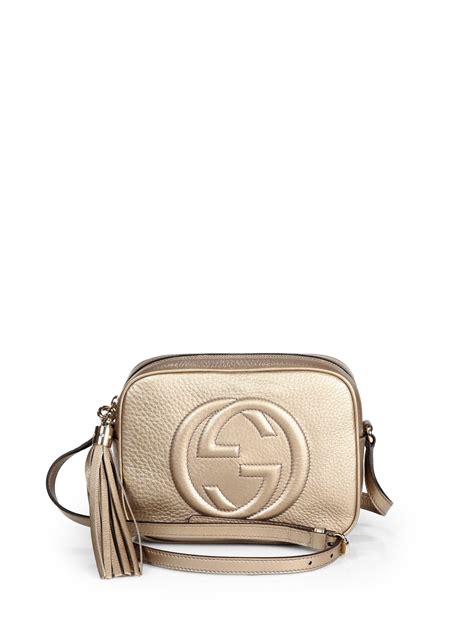 Lyst Gucci Soho Metallic Leather Disco Bag In Natural