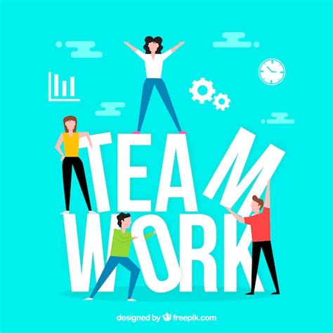 Team Work Concept With Flat Design Free Vector