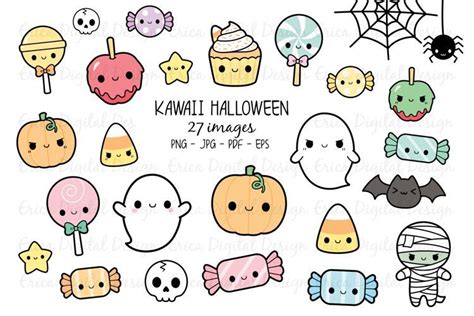 Kawaii Halloween Clipart Set 27 Cute Halloween Images Kawaii