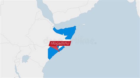 Somalia Map Highlighted In Somalia Flag Colors And Pin Of Country