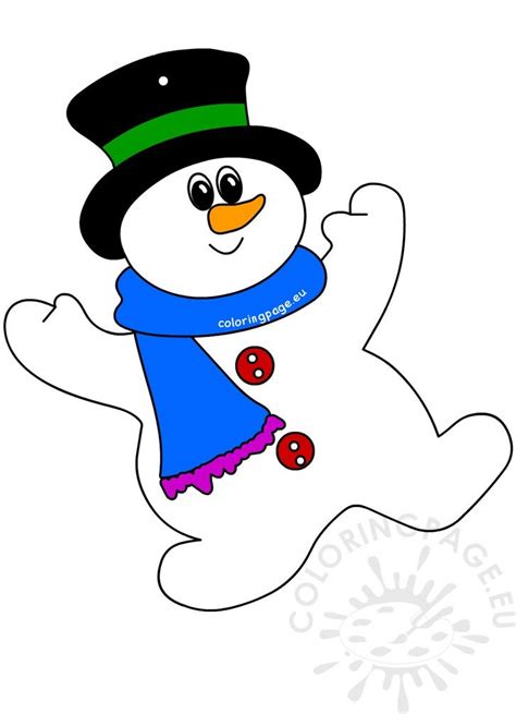 Paint this free coloring picture with dark and bright colors. Holiday snowman Simple Christmas Ornament - Coloring Page