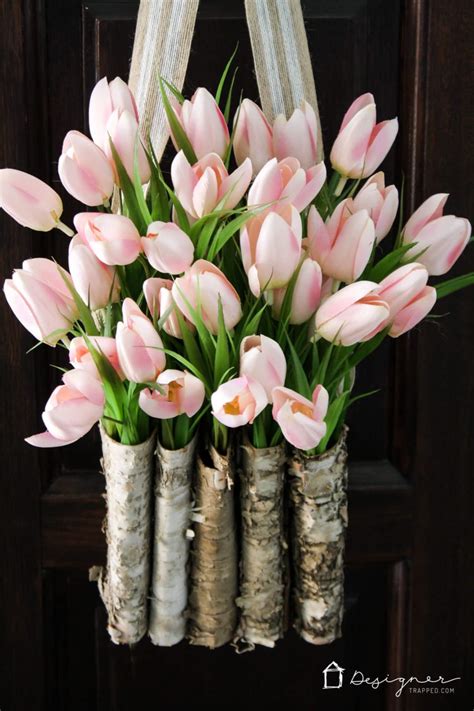 Diy Spring Wreath Ideas Tulip Wreath With Birch Vase
