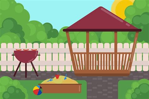 Premium Vector Gazebo With Barbecue And Children Playground Vector