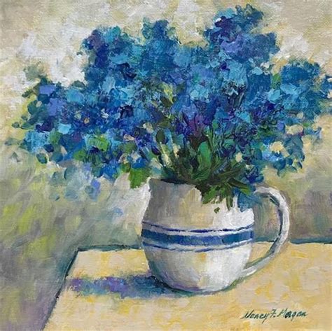 Daily Paintworks Blue Bouquet Original Fine Art For Sale