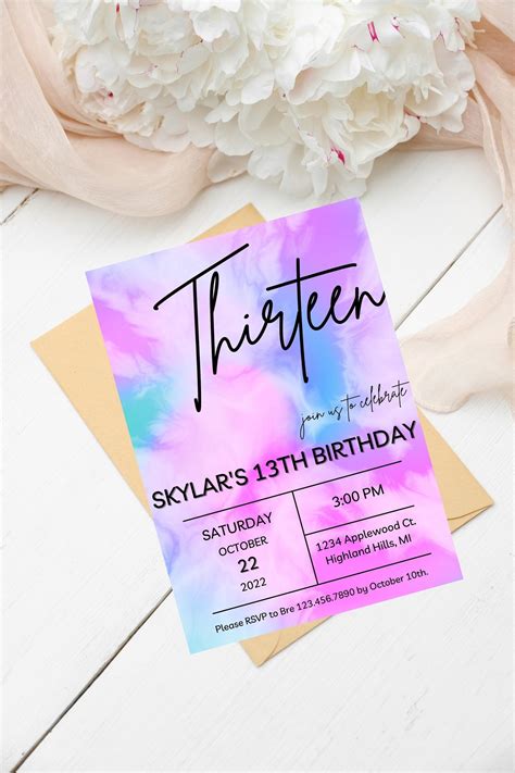 13th Birthday Invitation 13th Birthday 13th Birthday Etsy