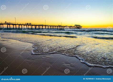 Henley Beach Jetty With People South Australia Stock Photo Image Of
