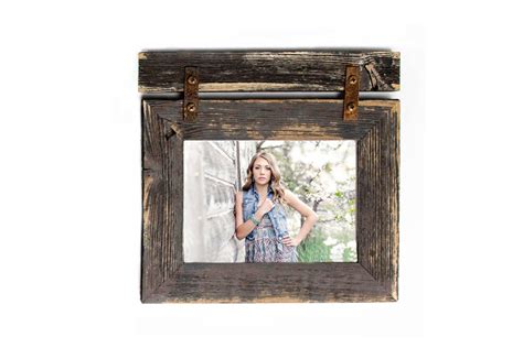 8x10 Barnwood Picture Frame With Rustic Hardware And Barnwood Header