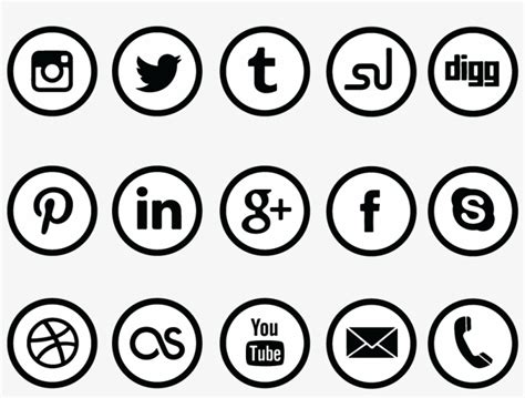 Round Social Media Icons Black