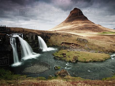 Kirkjufellsfoss Waterfall Iceland Stock Photo Dissolve