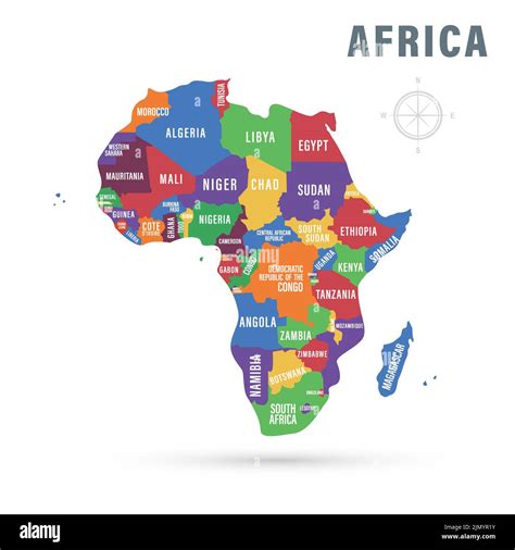 Africa Political Map With Country Names Isolated Vector Illustration