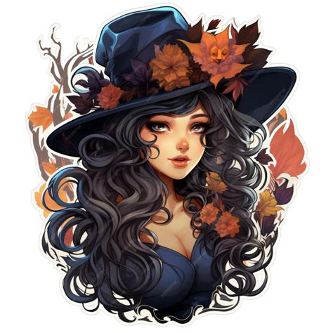 Premium Vector Kawaii Halloween Witch Sticker Vector Art With
