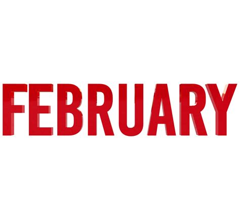 Month Of February 3d Render Red Text 9665869 Png