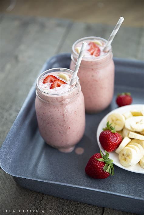 Strawberry Banana Almond Butter Smoothie Ella Claire And Co