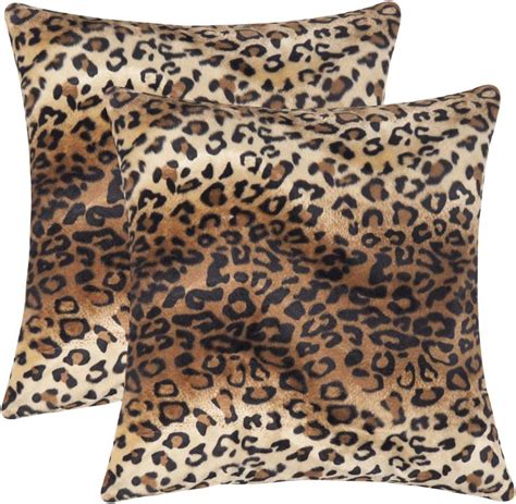 Carrie Home Soft Plush Leopard Print Faux Fur Decorative Throw Pillow Covers For