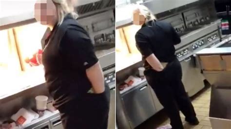 mcdonald s worker caught putting her hand down her trousers while preparing fries 7news