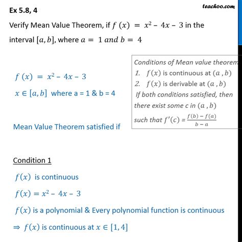 Ex 5.8, 4 - Verify Mean Value Theorem f(x) = x2 - 4x - 3