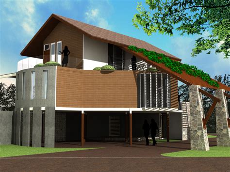 Desain rumah seperti ini cocok digunakan di daerah iklim tropis tidak bersalju, sebab struktur atapnya memang dipersiapkan untuk cuaca iklim tropis. RUMAH TROPIS - RICKYANDPARTNERS