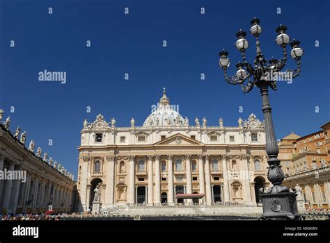 Statues Of Saints On Roof Of Saint Peters Papal Basilica Vatican In