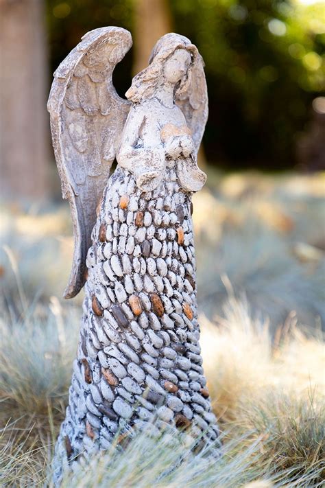 Alpine Angel Holding Heart Pebbled Garden Statue 18 Inch Tall Wish
