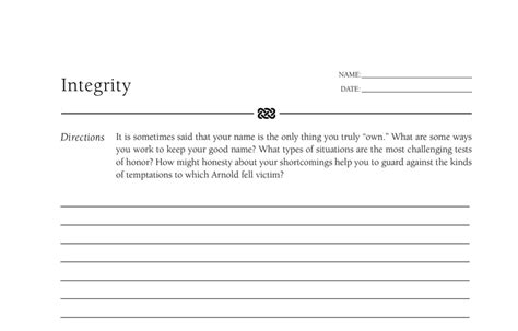 Integrity Worksheet Bill Of Rights Institute