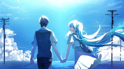 Darling in the franxx, zero two x hiro, romance, couple, profile view. Anime Couple Holding Hands Hatsune Miku, HD Anime, 4k Wallpapers, Images, Backgrounds, Photos ...