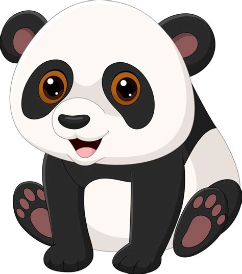 Cute Little Panda Sitting Isolated On White Background 5162339 Vector