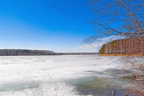 Early Spring Ice Melts On The Lake Stock Image Image Of