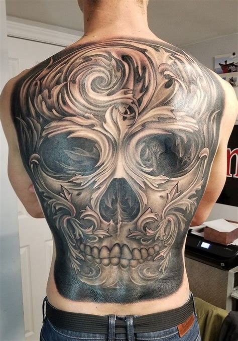 Giant Skull Back Tattoo On John Day Back Tattoo Tattoos Full Back