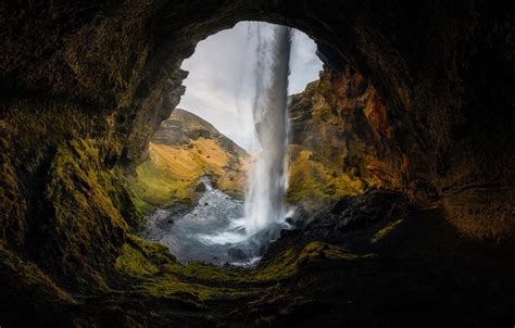 Wallpaper Waterfall Cave Iceland Northern Cave Images