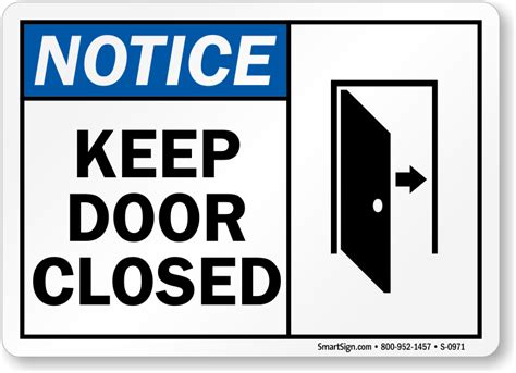 Close Door Sign And Notice Keep Door Closed And Locked 10x14 Heavy Duty
