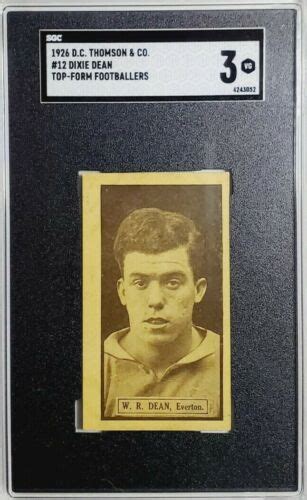 1926 Dc Thomson Footballers 12 Dixie Dean 2nd Year Card Sgc 3 Vg