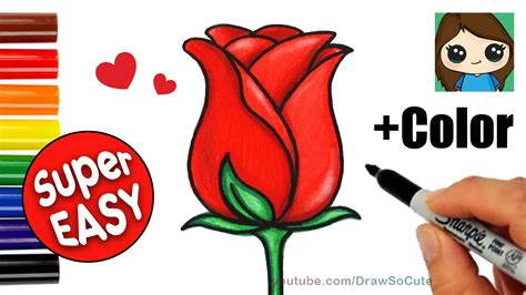 How To Draw Color A Rose Super Easy Realistic