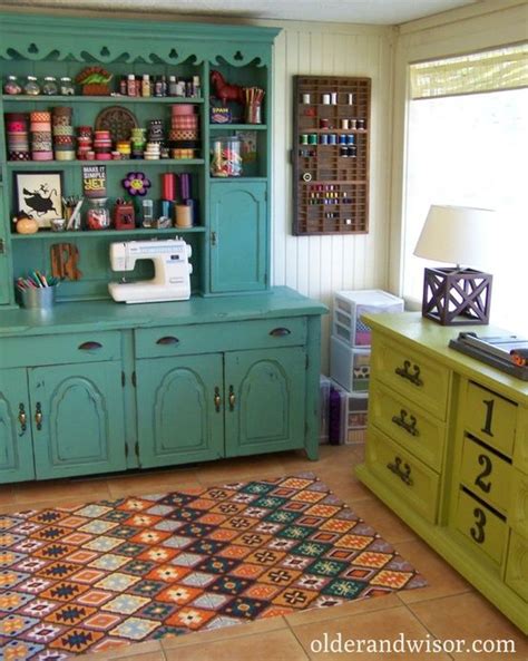 Keep unsightly items hidden behind closed doors as if your room feels messy or untidy you are far more likely to feel the need to tidy when you are. Dresser for craft storage/hutch for sewing nook | Amazing ...