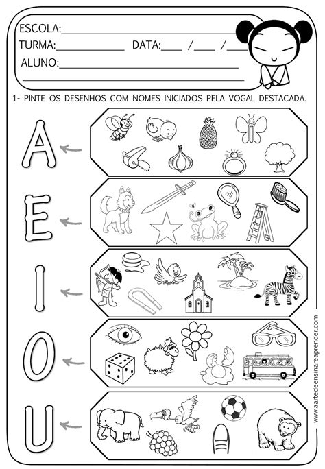 Atividade Pronta Vogais Cursivas A Arte De Ensinar E Atividades