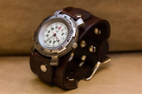 Custom Made Leather Cuff Watch Bracelet By